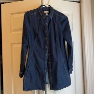 Denim tunic length shirt